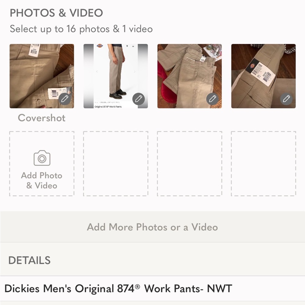 Dickies Men's Khaki Chinos